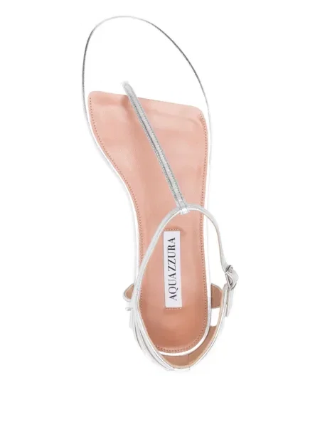 Sandale Aquazzura din piele fără toc argintiu