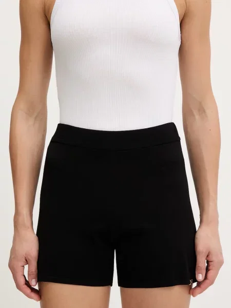Guess pantaloni scurți pentru femei cu vâscoză TEA negru