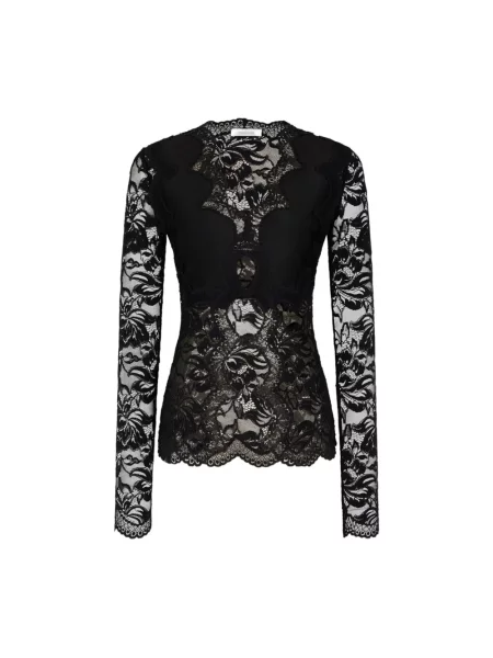 Top Rabanne wełniany z długim rękawem czarny