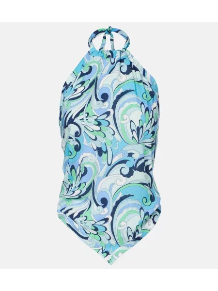 Top halter Melissa Odabash cu imagine cu gât halter albastru