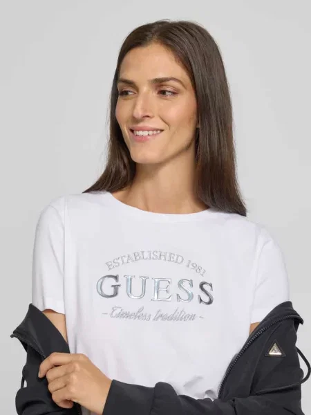 T-shirt z detalem z logo model ‘NINA’ Guess Activewear biała