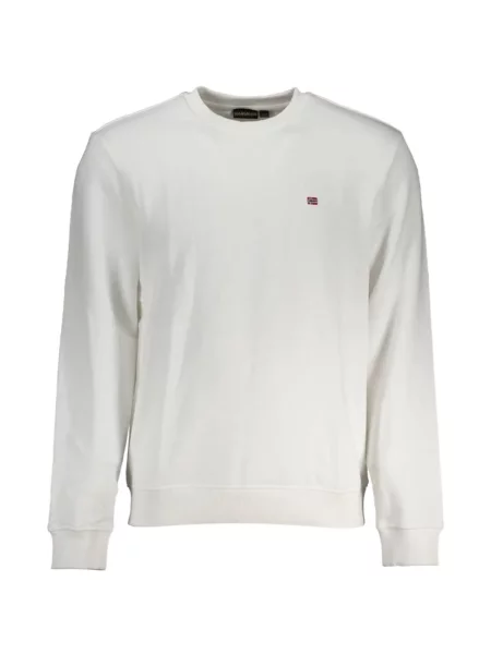 Lung hanorac crewneck Napapijri cu decolteu rotund alb