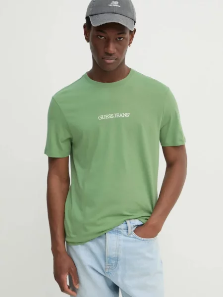 Тениска Guess Jeans с апликация зелено