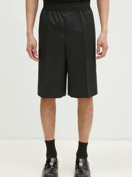 Helmut Lang pantaloni scurți din lână Lwb Car Short.Tonal negru