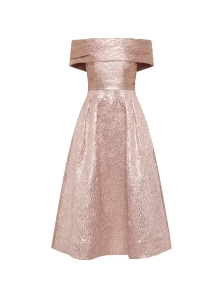 Rochie midi Rebecca Vallance cu umerii deschiși roz