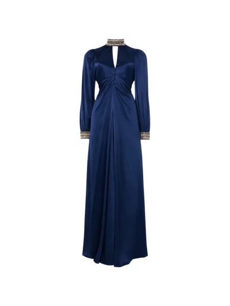 Rochie maxi Temperley London de mătase albastru