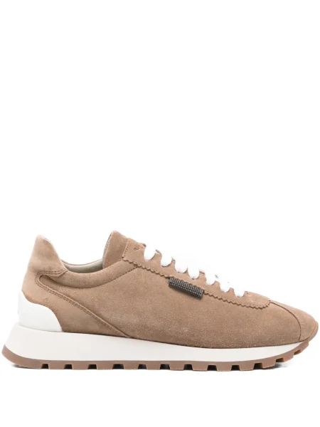 Sneakerși Brunello Cucinelli cu șireturi din piele maro