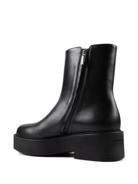 Кожени боти до глезена Gianvito Rossi на платформе черно