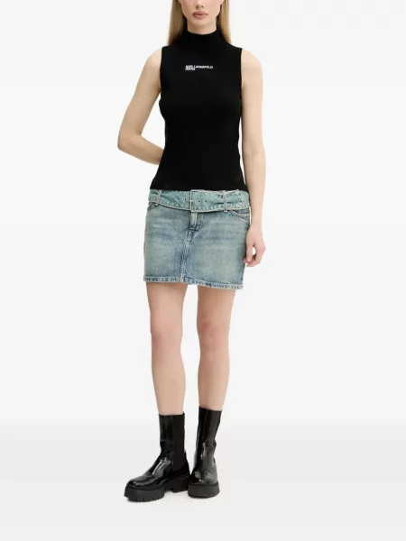Top Karl Lagerfeld Jeans cu autograf negru