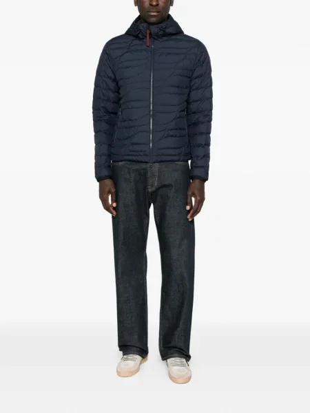 Geacă Moncler cu glugă albastru