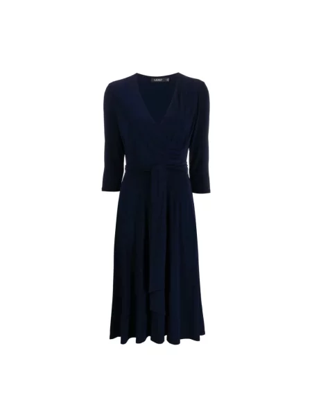 Dzianinowa sukienka casual Lauren Ralph Lauren do kolan niebieska