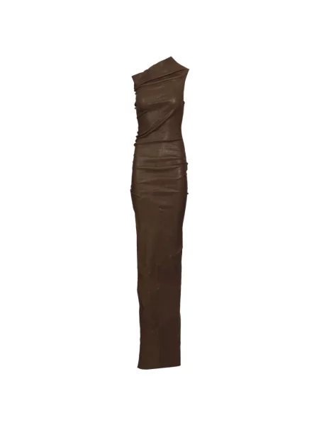 Sukienka Rick Owens skórzana brązowa