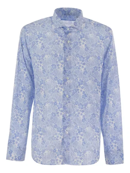 Květinová košile Fedeli s potiskem modrá
