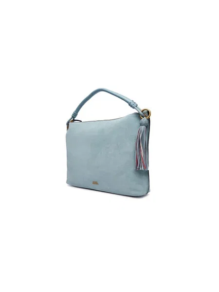 Tommy Hilfiger Torbica Th Statement Leather Bag Suede Svijetloplava plava