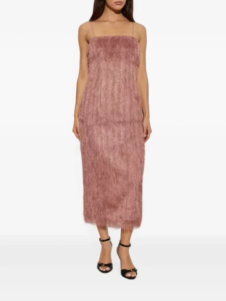 Rochie Balmain cu franjuri cu bretele roz