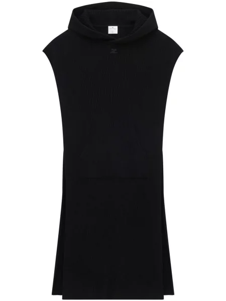 Pletena majica s kapuljačom Courreges bez rukava crna