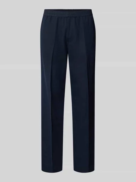 Spodnie o kroju straight fit z mieszanki lnu Filippa K granatowe