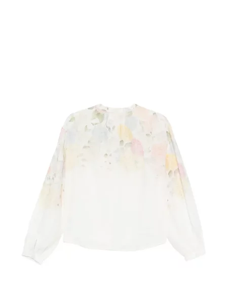 Lung bluză Mc2 Saint Barth cu model floral cu imagine alb