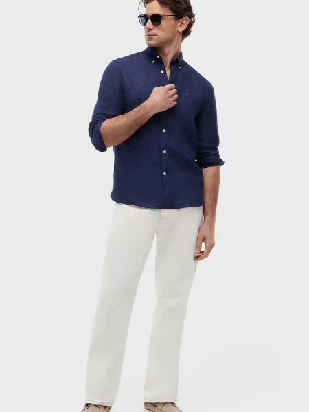 Льняная рубашка Tommy Hilfiger синяя