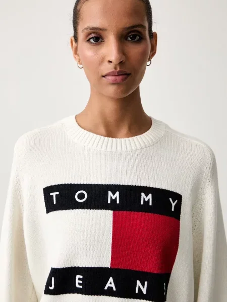 Tommy Jeans пуловер дамски с вълна бежово