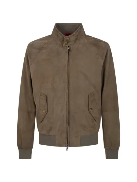 Geacă bomber Baracuta din piele de căprioară verde