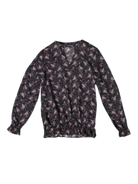 KOROSHI Bluza svetlo modra / roza črna