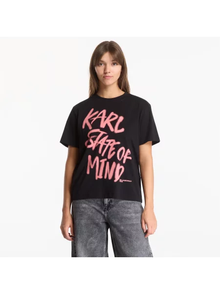 Тениска Karl Lagerfeld Jeans Reg Karlism Tee Black M черно