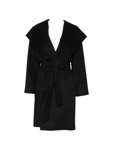 Cu centură palton Max Mara cu glugă negru