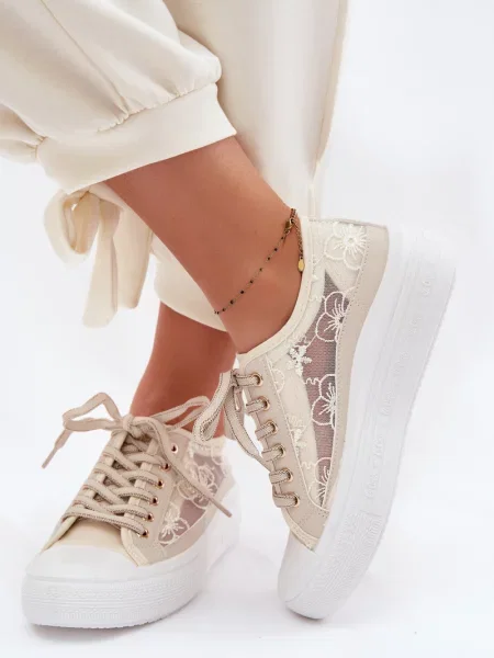 Šněrovací tenisky Lee Cooper bílé