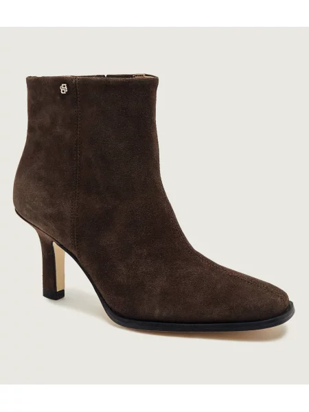 BOSS BLACK Botine cu subțire | piele întoarsă negru