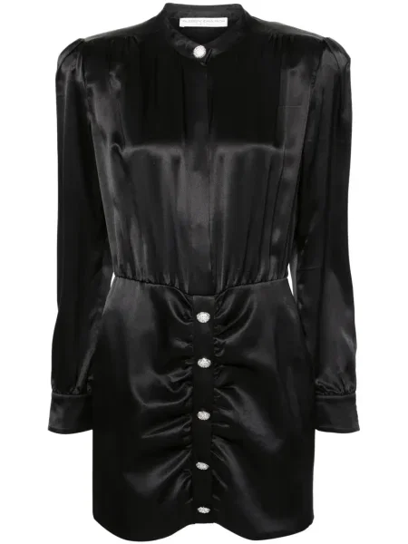 Rochie maxi Alessandra Rich de mătase lungă de costum negru