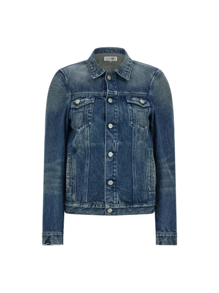 Kurtka jeansowa Mm6 Maison Margiela z kamieniami niebieska