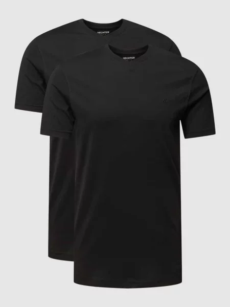 T-shirt z dekoltem w serek Hechter Paris czarna