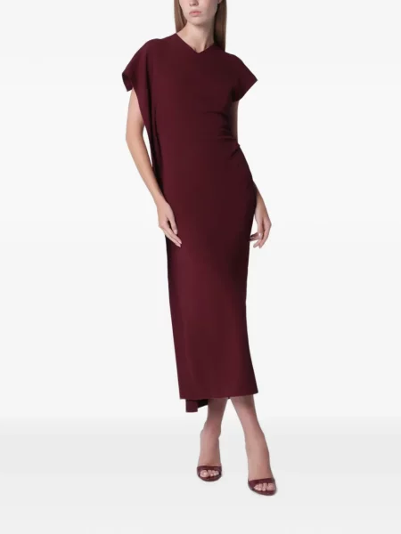 Rochie midi Victoria Beckham drapată roșu