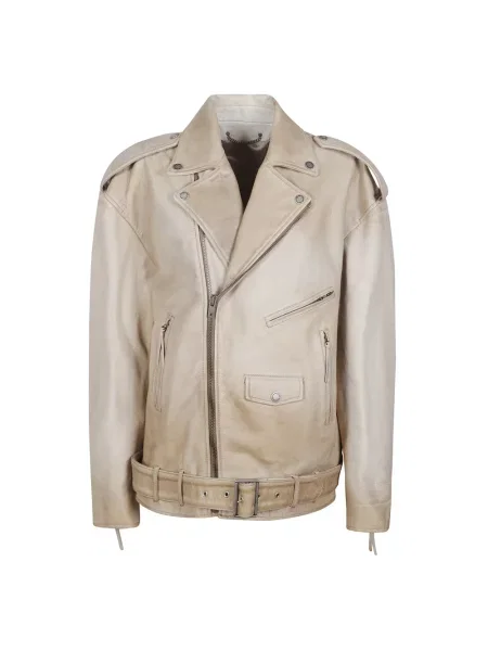 Kurtka skórzana Golden Goose beżowa