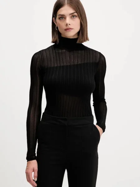 HUGO pulover light cu turtleneck negru