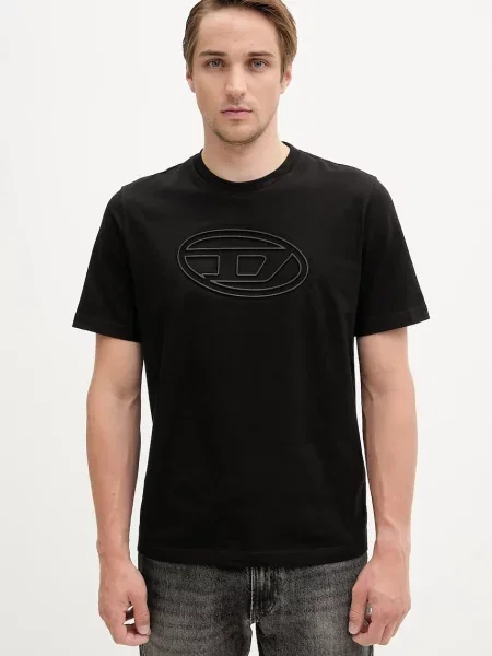 Тениска Diesel T-ADJUST-BIGOVAL с принт черно
