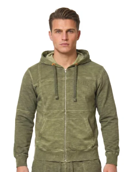 Bluza z kapturem Old Wash zapinana na zielona