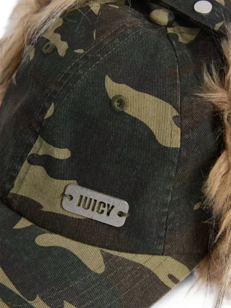 Șapcă Juicy Couture cu imagine cu blană verde
