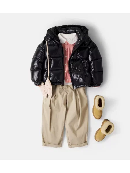 Pūkinė striukė Moncler Enfant juoda
