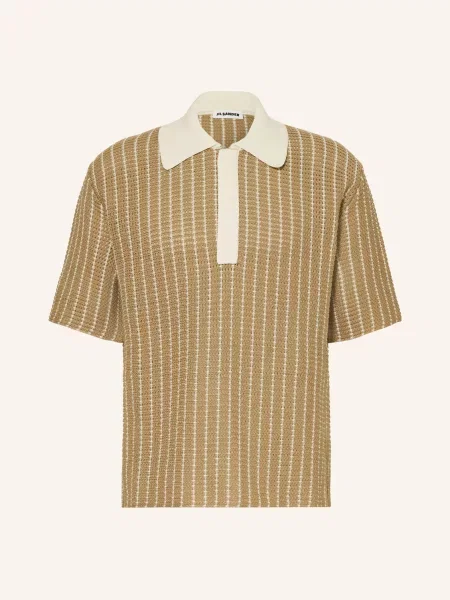 Jil Sander Pletené Polo Tričko velbloudí / krémová
