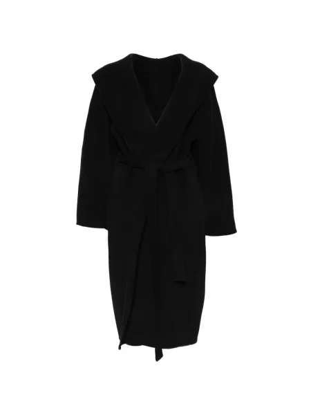Cu centură palton Alberta Ferretti cu glugă negru