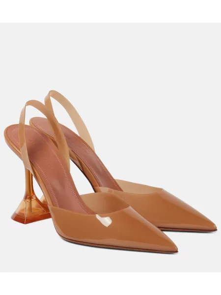 Pantofi cu toc Amina Muaddi slingback bej