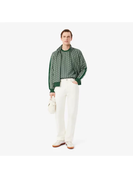Lacoste T-Shirt Z Okrągłym Dekoltem Z Monogramem Classic Fit Ciemnozielony zielony