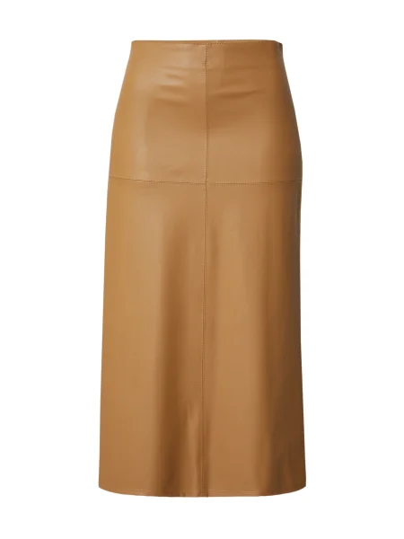 Fustă midi Max Mara din piele până la genunchi negru