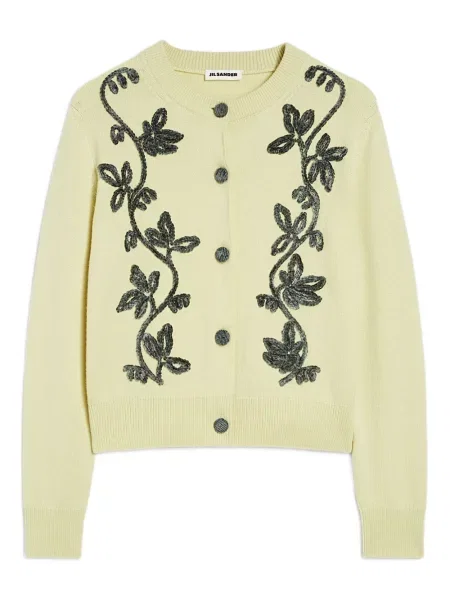 Cardigan Jil Sander cu broderie galben