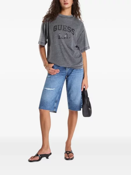 Tricou Guess cu imagine gri