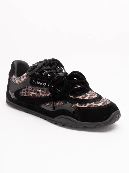 Sneakerși Pinko cu imagine cu model leopard negru