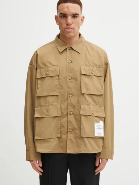 NEIGHBORHOOD cămașă din UTILITY SHIRT LS cu guler clasic regular bej
