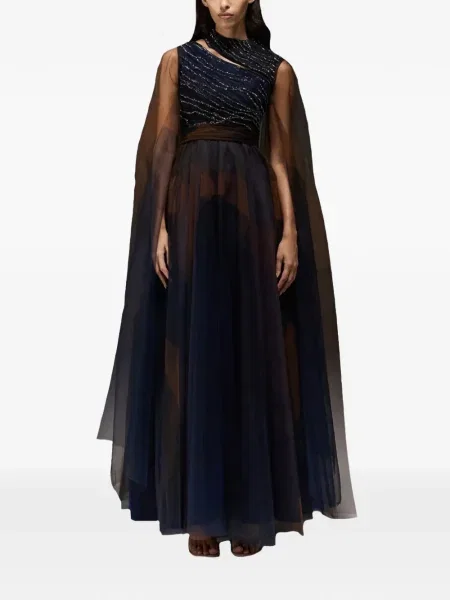 Rochie maxi Tha Seen cu paiete de costum maro